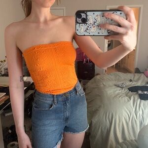Urban Outfitters Orange Strapless Top